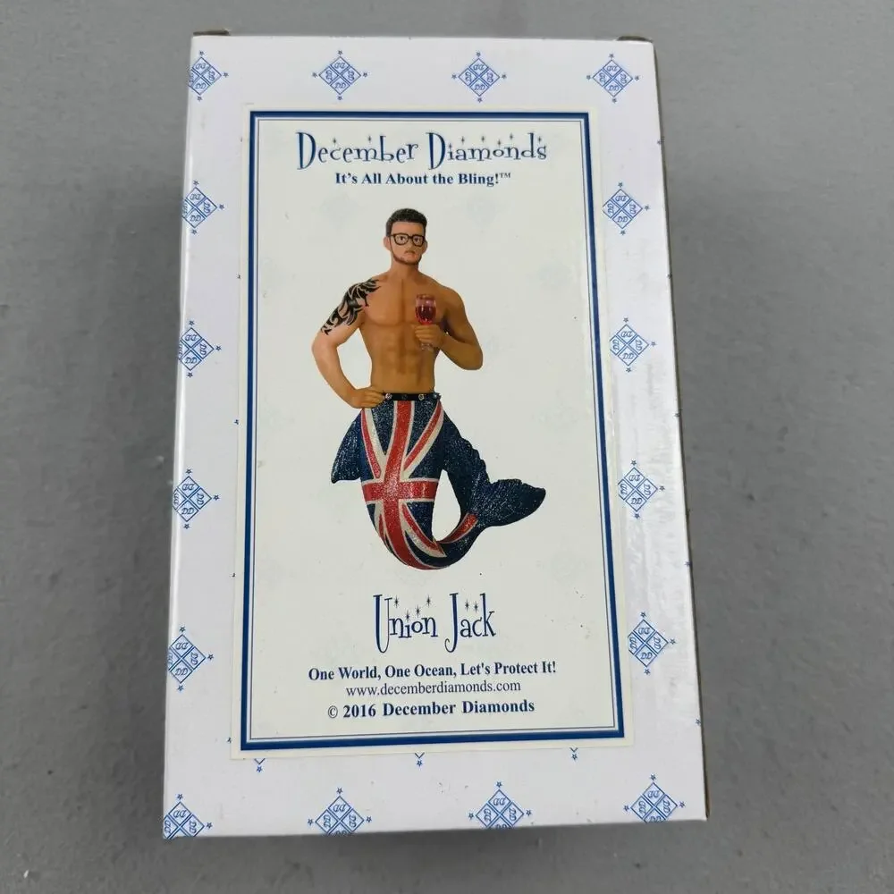 December Diamonds Union Jack Merman Ornament 55-55014 2016 Boxed UK Flag Retired